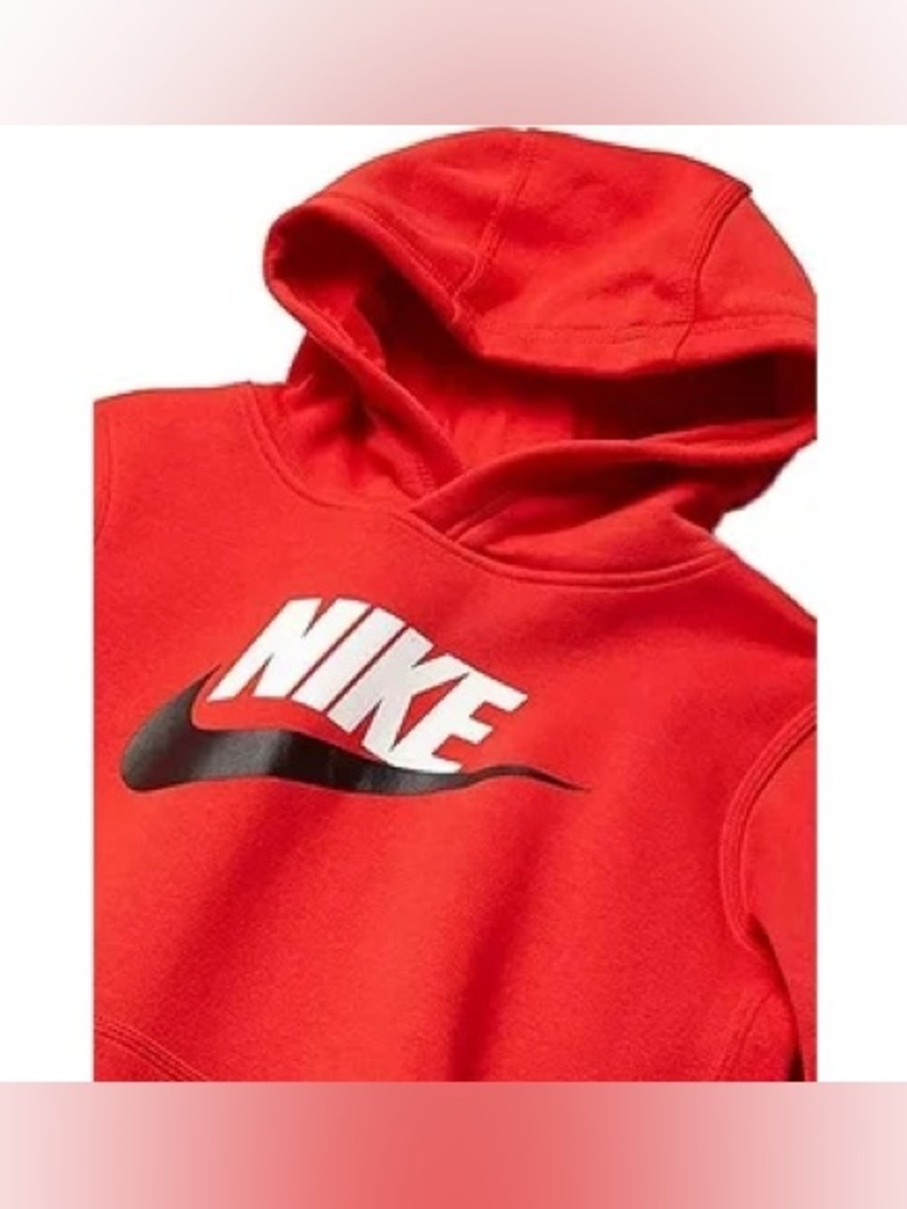 Nike Red Kids Hoodie with White & Black Logo